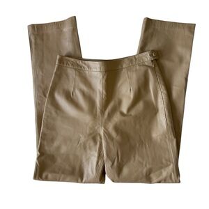 Vintage Beige High Rise Leather Wide Leg Pants 6